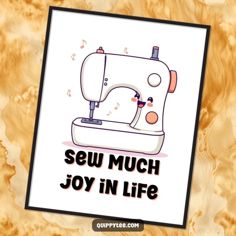 Funny Free Printable Wall Art: A stylized sewing machine humming a cheerful tune, bringing creative energy and joy to any room.