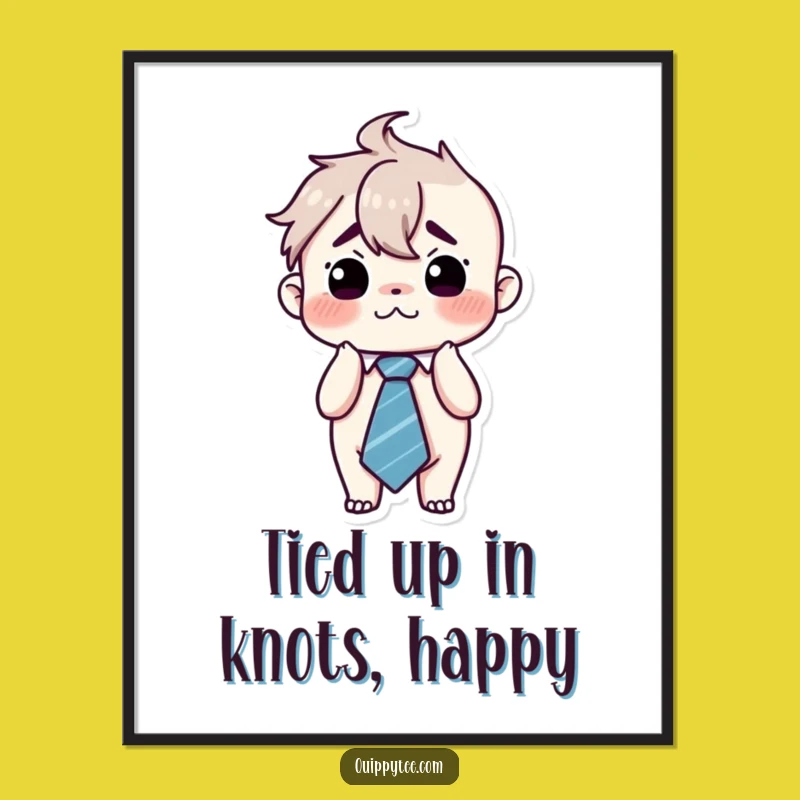 Free Printable Wall Art: Kawaii Flustered Tie Humorous Downloadable Home Decor