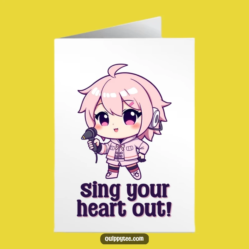 Free Printable Birthday Card: Confident Kawaii Microphone Star, Funny Gift