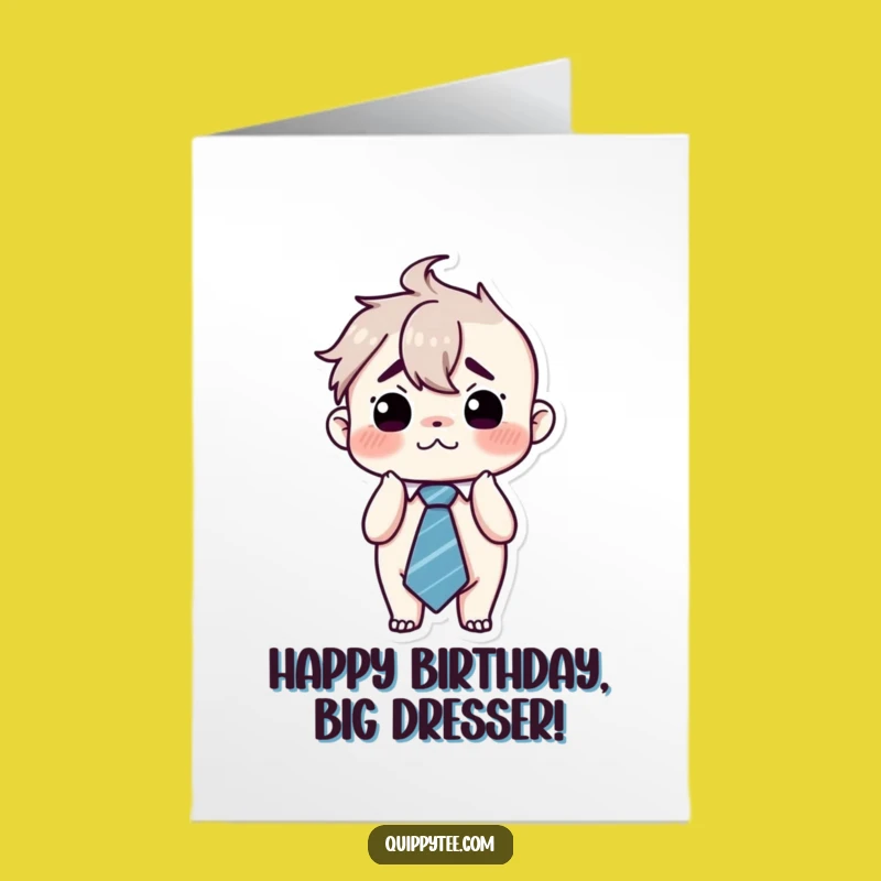 Free Printable Birthday Card: Kawaii Flustered Tie Funny Downloadable Gift