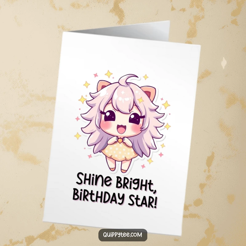 Funny Free Printable Birthday Card: a sparkle dust character bursting with vibrant excitement and joy.