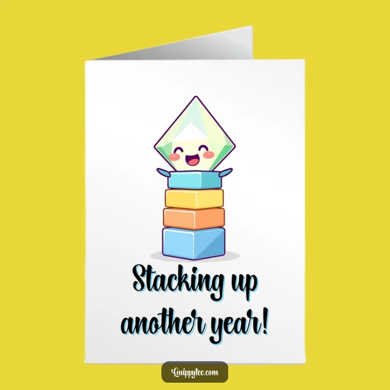 Free Printable Birthday Card: Giggling Diamond Stacking Blocks Funny Downloadable Gift