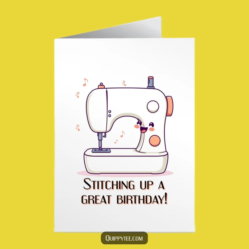 Whimsical Free Printable Birthday Card: Sewing Machine Fun Downloadable