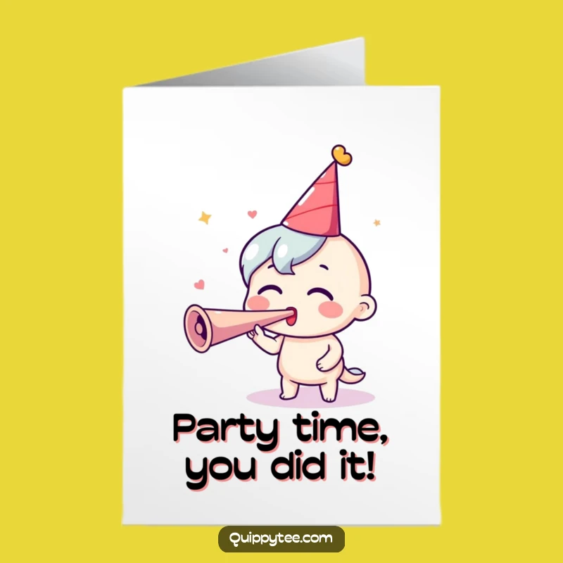 Free Printable Congrats Card: Excited Party Guy DIY Downloadable