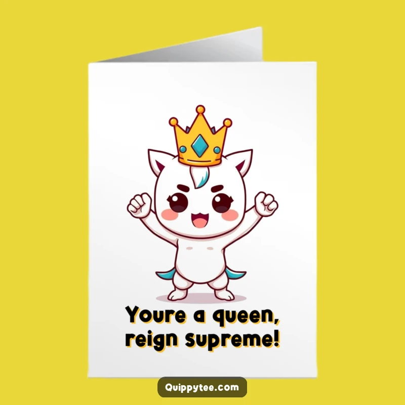 Free Printable Congrats Card: Kawaii Power Pose Crown Funny Downloadable Gift