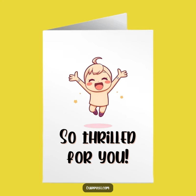 Free Printable Congrats Card: Leaping Kawaii, Ecstatic Downloadable Surprise