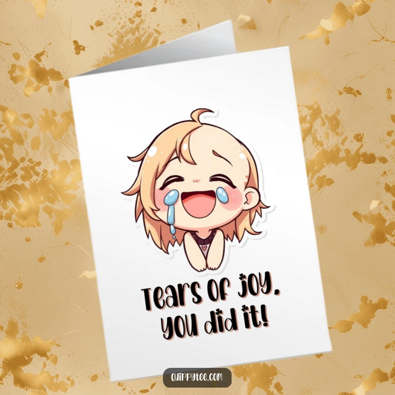 Funny Free Printable Congratulations Card: A character laughing uncontrollably, tears of pure joy streaming down their face.