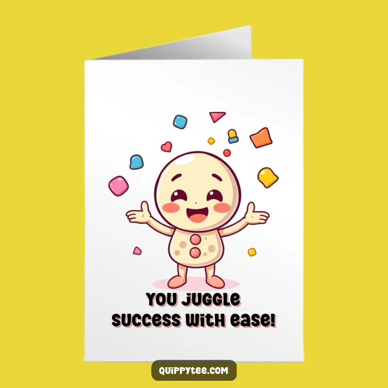 Free Printable Congrats Card: Juggling Button Funny Downloadable Gift for Success
