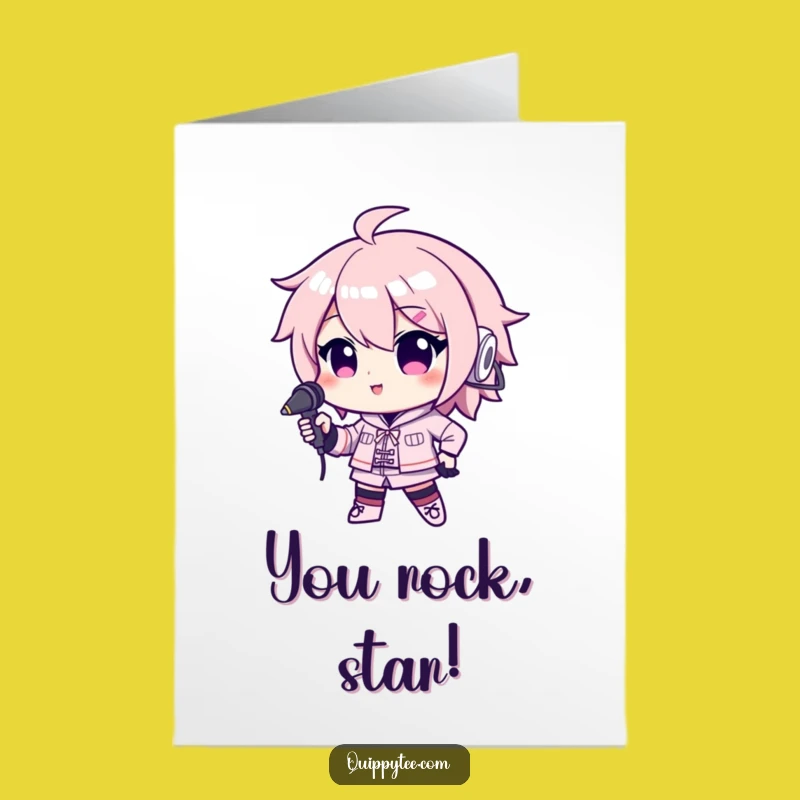 Free Printable Congrats Card: Microphone Kawaii, Confident Showstopper Gift