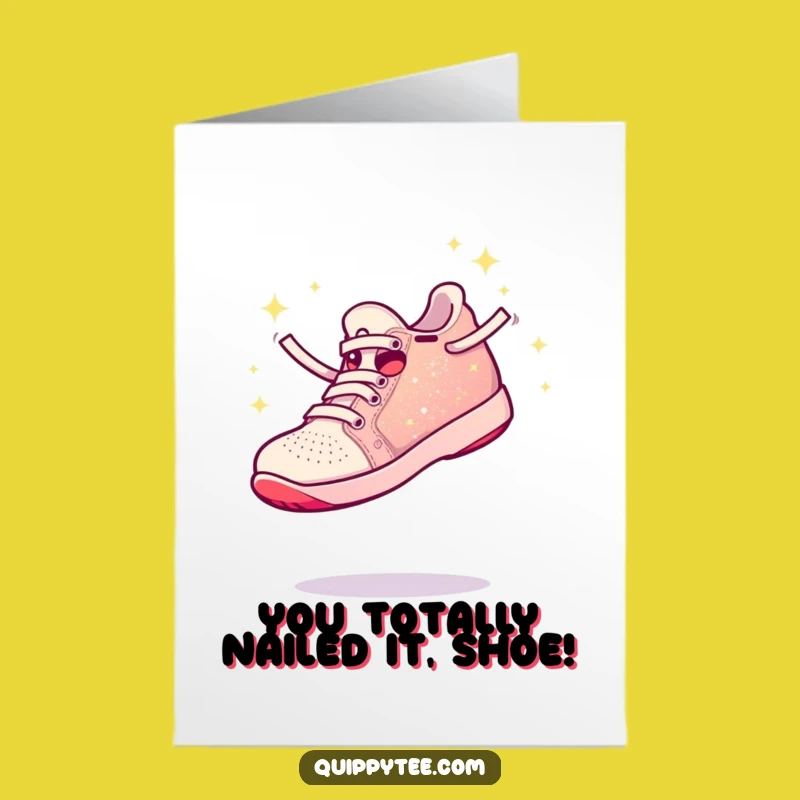 Free Printable Congrats Card: Sparkly Shoe Celebration, Funny Downloadable Gift for Wins