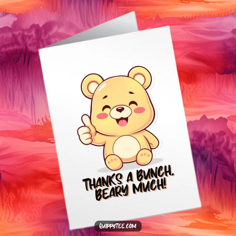 Funny Free Printable Gummy Bear Thank You Card showcasing a happy character giving a cool thumbs up.