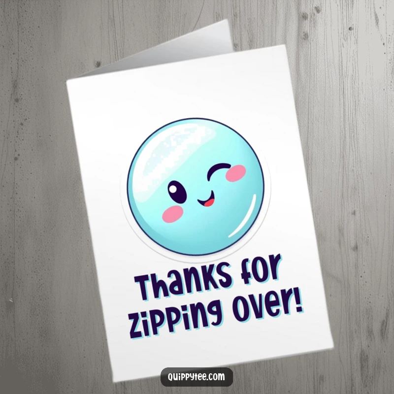 Funny Free Printable Thank You Card: Winking button zips by, leaving a trail of thanks.