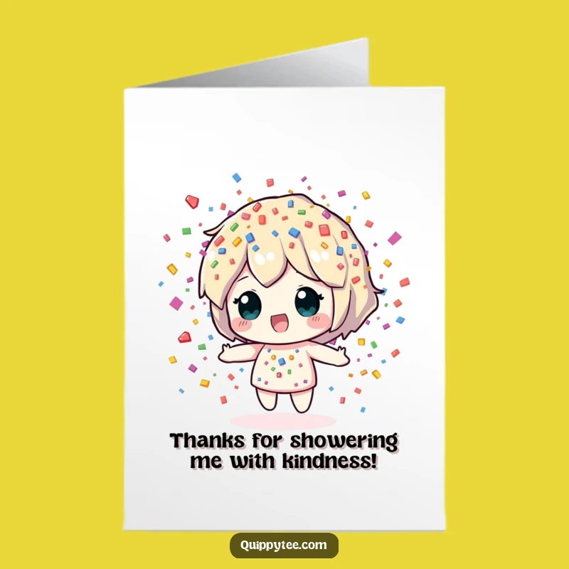 Free Printable Thank You Card: Confetti Sprite Showering Thanks! Funny Downloadable Gift of Gratitude.