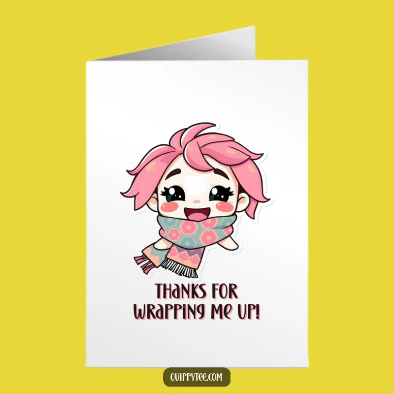 Free Printable Thank You Card: Grateful Scarf Character Downloadable Gift