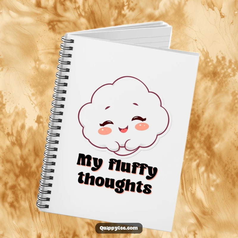 Funny Notebook: A fluffy cloud character giggling with delight, encouraging happy thoughts and joyful writing.