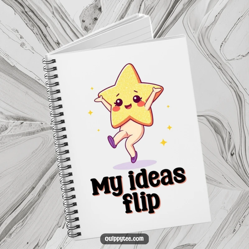 Funny Notebook: A sparkling glitter star character doing a cartwheel, perfect for capturing ideas with a burst of sparkle.