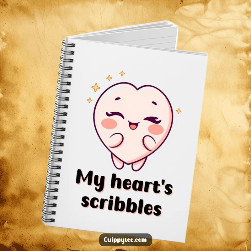 Funny Notebook: A sparkling heart character winking playfully, encouraging secret thoughts and charming notes.
