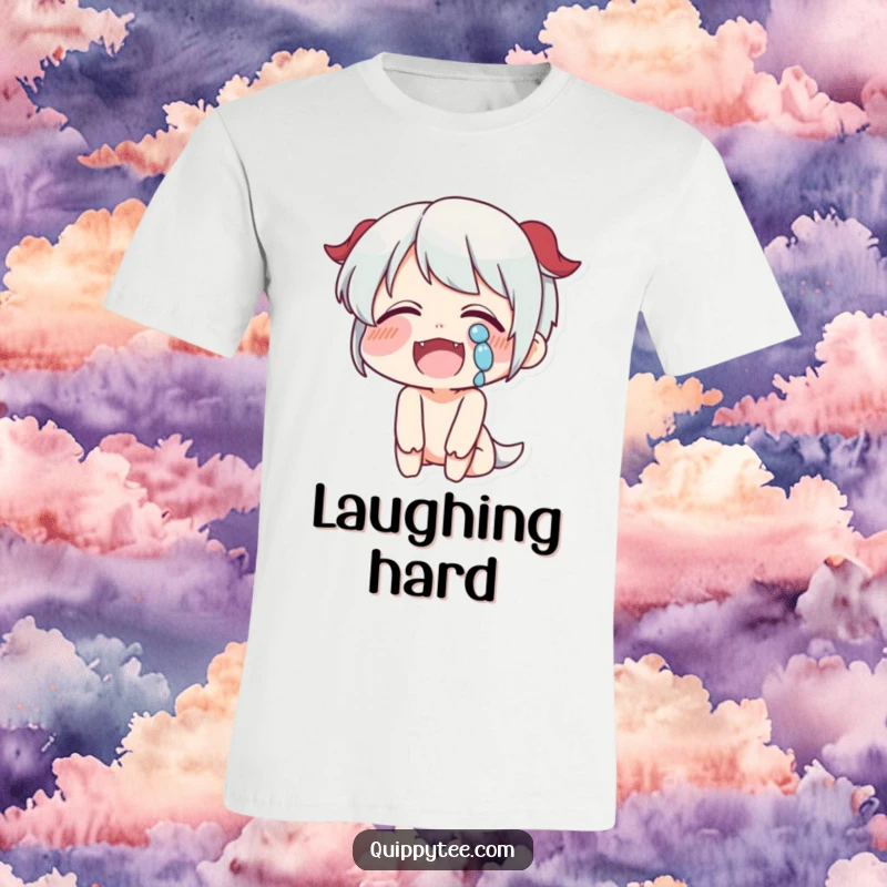 Funny Laughter T-Shirt: A character laughs uncontrollably, tears of joy flowing, perfect for expressing pure happiness.