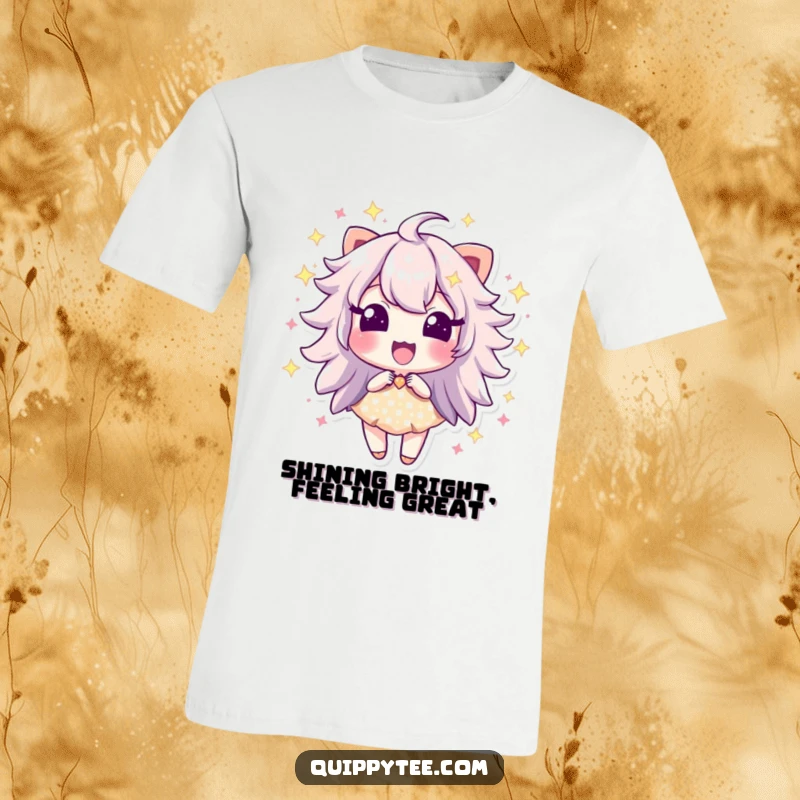 Funny t-shirt with a sparkle dust character bursting with joy and energy, perfect for expressing enthusiasm.