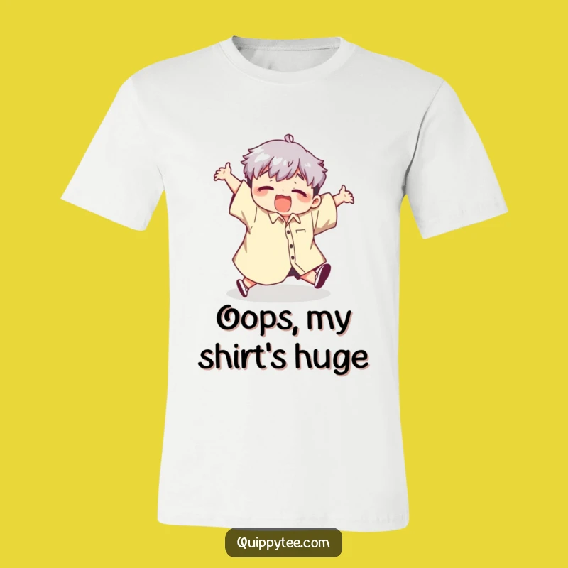 Funny Tripping Tee: Kawaii Character's Giant Shirt Fail