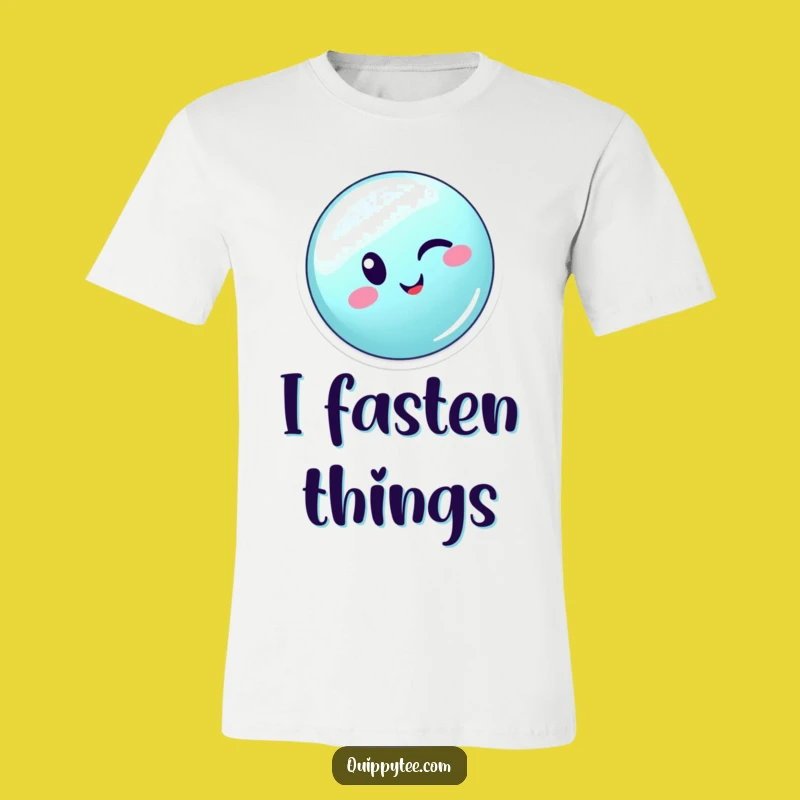 Funny Winking Button T-Shirt: Energetic Character Fun Gift