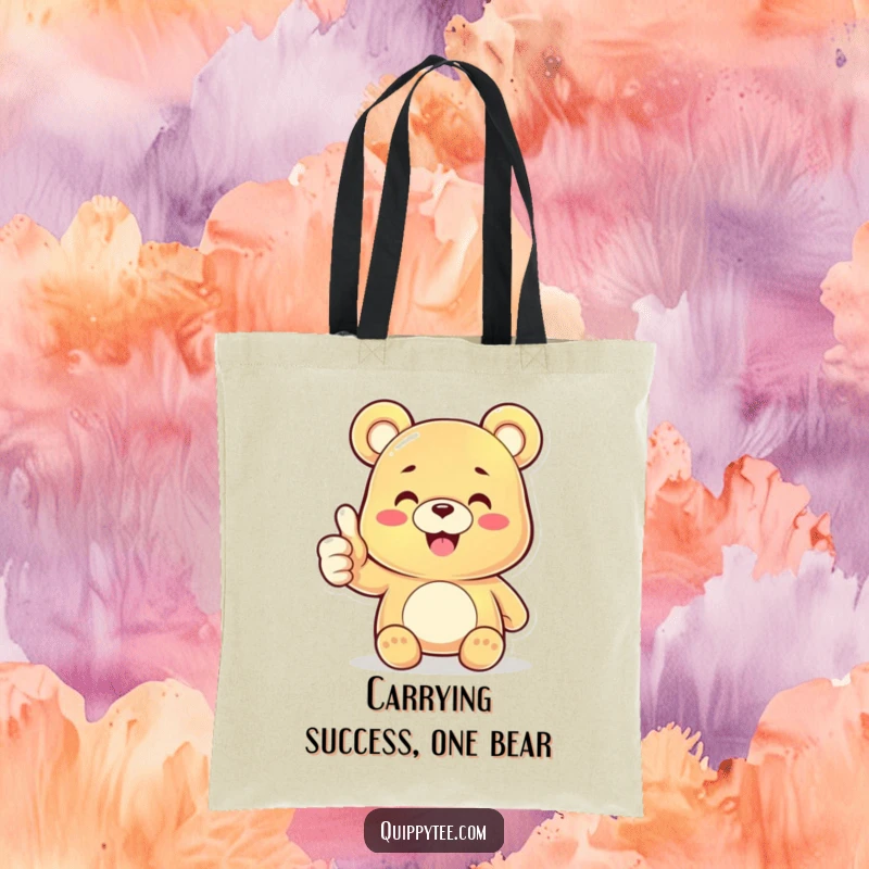 Funny Gummy Bear Thumbs Up Tote Bag: Smiling character giving a bold thumbs up, great for a funny and practical gift.